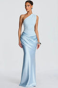 Glorol - One Shoulder Backless Patchwork Sleeveless Bodycon Maxi Dress