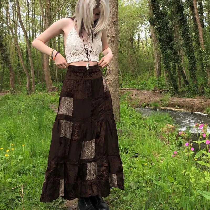 Glorol - Printed Fairycore Retro Pleated Skirt