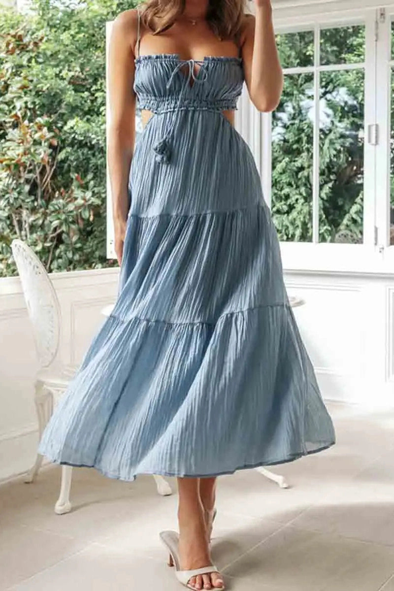 Glorol - Elegant Sleeveless High Waist Midi Dress