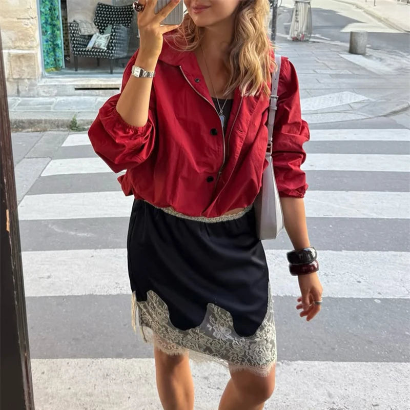 Glorol - High Waist Loose Lace Skirt