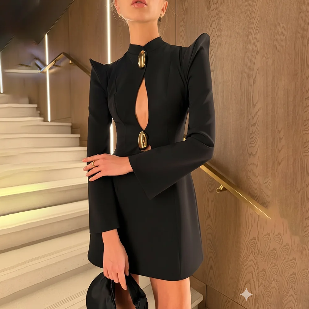 Glorol - Hollow Out Patchwork High Waist Mini Dress