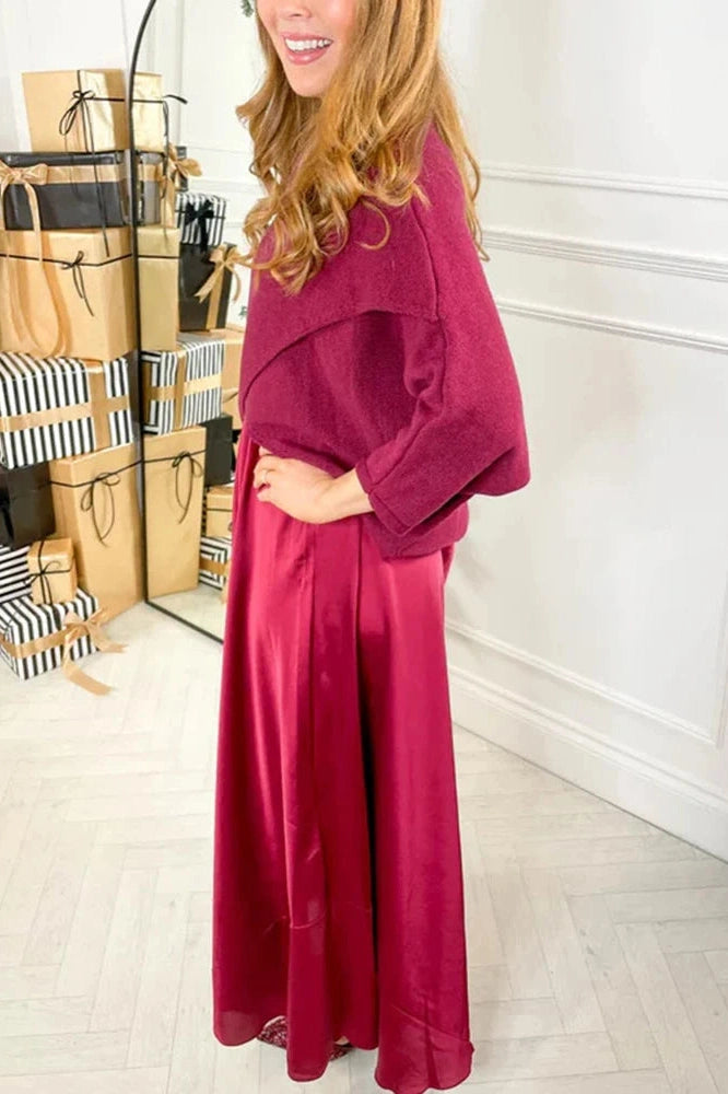 Glorol - Elegant O-Neck Knitted Maxi Dress