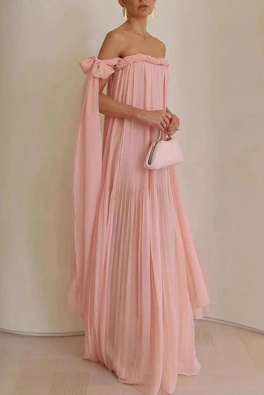 Glorol - Off-Shoulder High Waist Maxi Dress