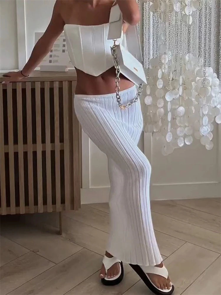 Glorol - Dropped Waist See Through Cover-Up Skirt