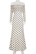 Glorol - Off-Shoulder High Waist Long Sleeve Slim Maxi Dress
