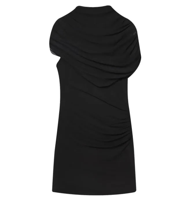 Glorol - Elegant Patchwork See-Through Mini Dress