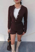 Glorol - Long Sleeve Single-Breasted High Waist Jumpsuit