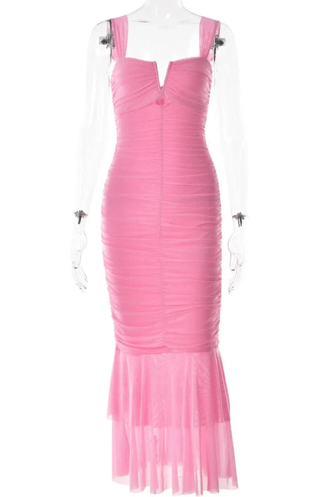 Glorol - Elegant Spaghetti Strap Sleeveless Backless Maxi Dress