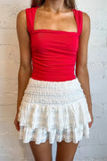 Glorol - Elastic Waist Tiered Lace Skirt