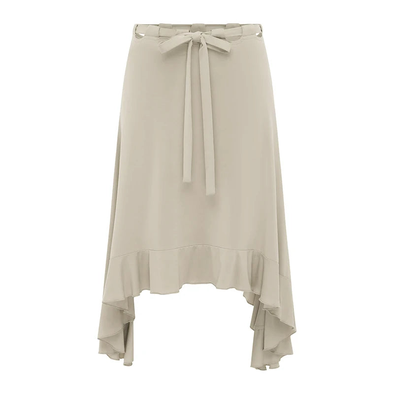 Glorol - Elegant Irregular Lace Up Skirt