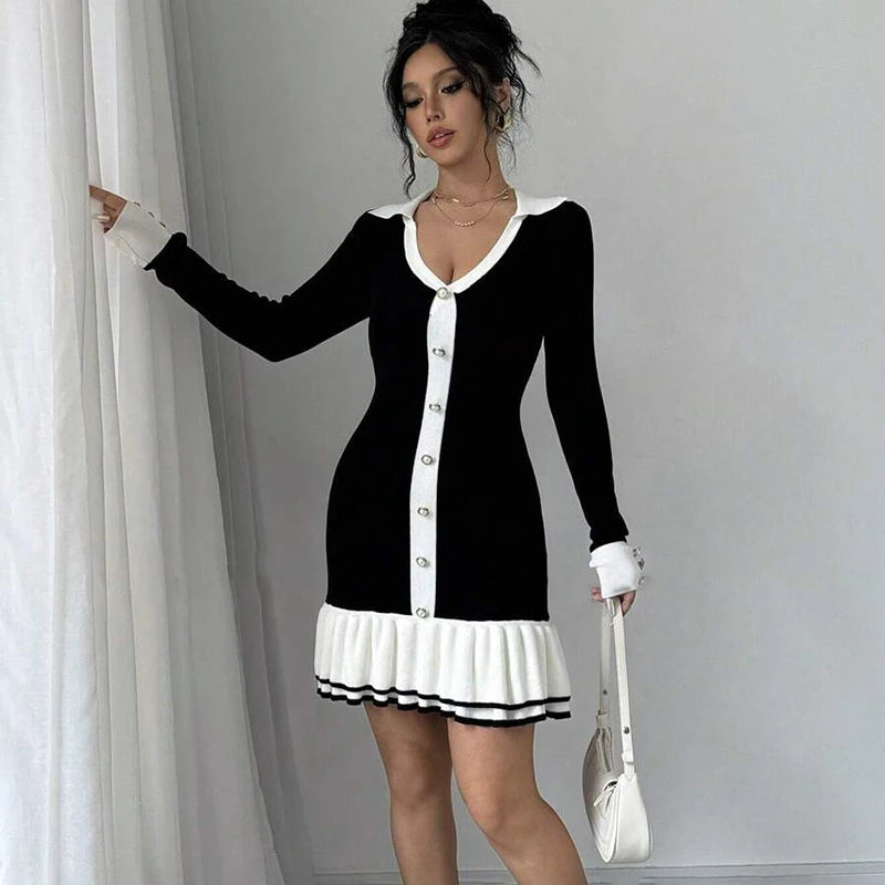 Glorol - Elegant Backless Lace-Up Mini Dress