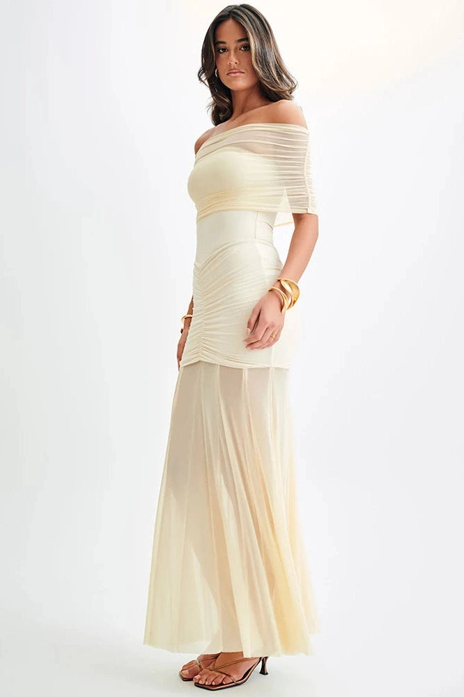 Glorol - Off-shoulder Strapless Sleeveless Backless Maxi Dress