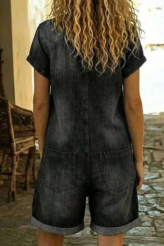 Glorol - Short Sleeve Loose High Waist Wide Leg Jumpsuit