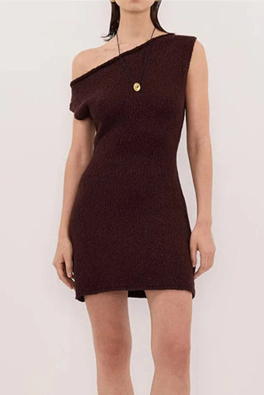 Glorol - One-Shoulder High Waist Sleeveless Mini Dress