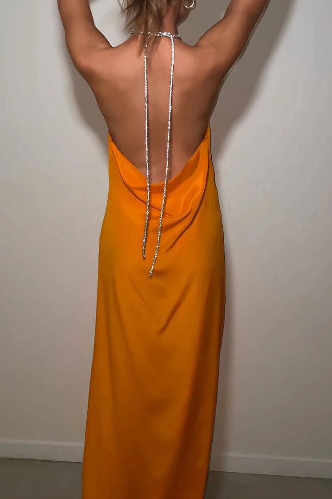 Glorol - Backless Off-Shoulder Sleeveless High Split Maxi Dress