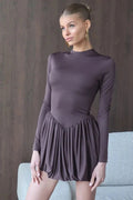 Glorol - Elegant Hollow Button Slim High Waist Mini Dress