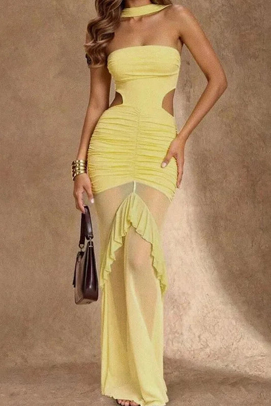 Glorol - Elegant Slim High-Waisted Maxi Dress