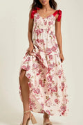 Glorol - Sleeveless Backless Tie-Up Printed Maxi Dress