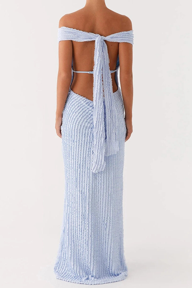 Glorol - Bodycon Off-Shoulder Slim Fit Maxi Dress