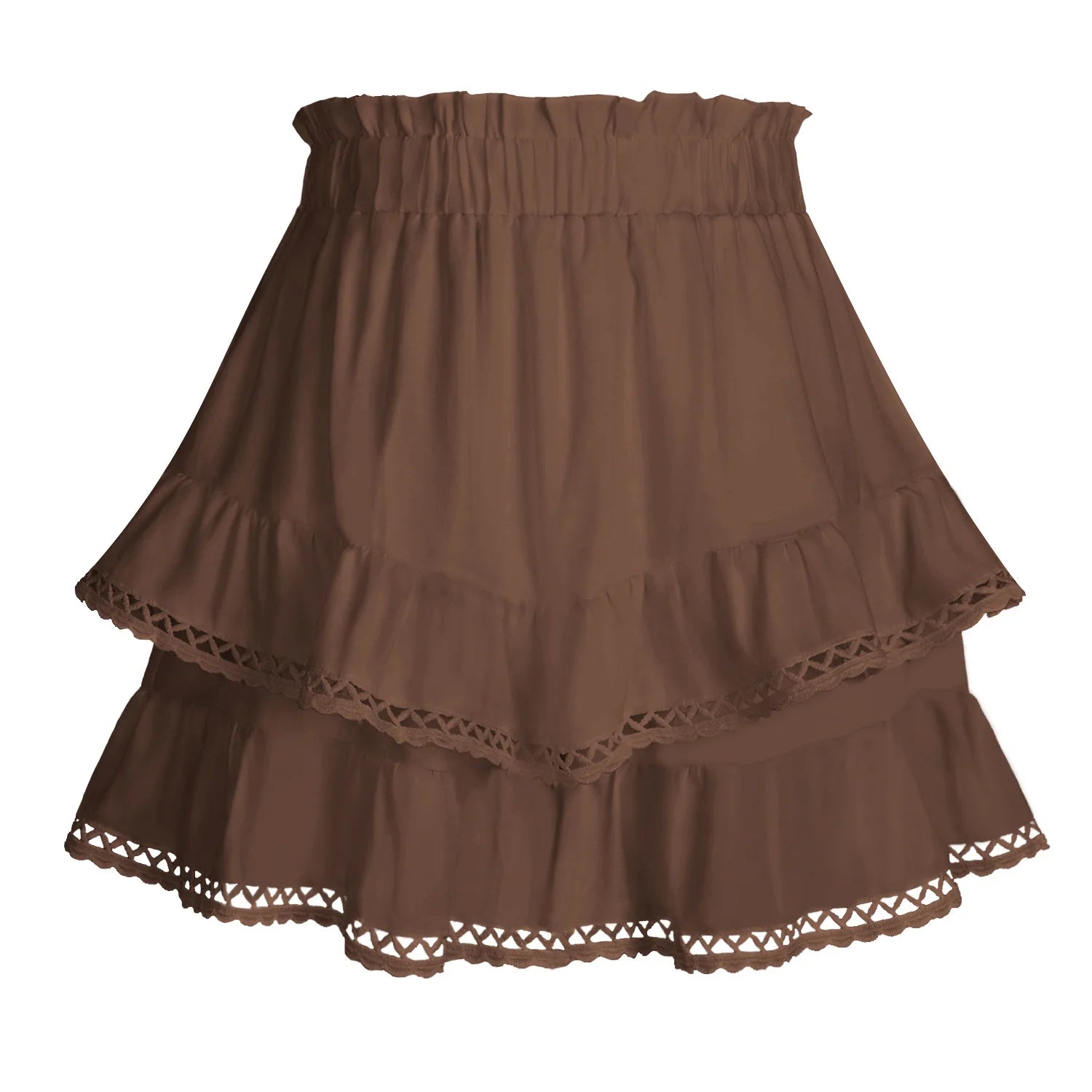 Glorol - Slim Fit Lace Pleated Layered Skirt