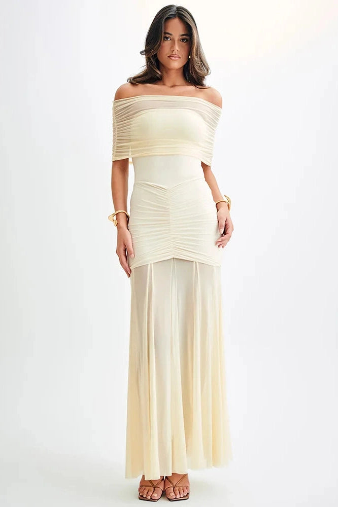 Glorol - Off-shoulder Strapless Sleeveless Backless Maxi Dress