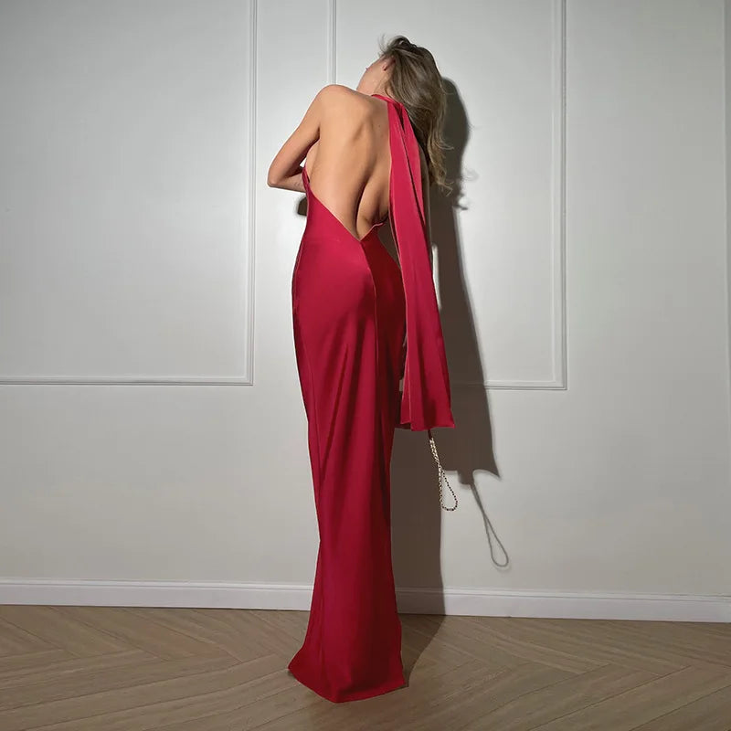 Glorol - Backless Sleeveless Bodycon Maxi Dress