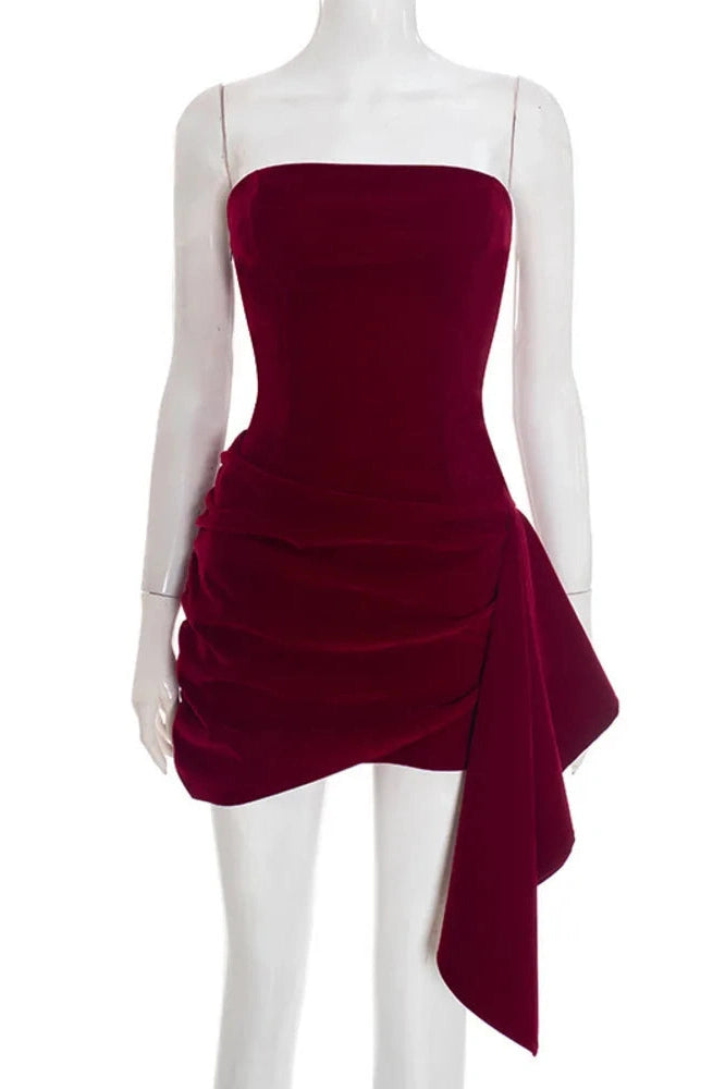 Glorol - Off-Shoulder Strapless Sleeveless Backless Mini Dress