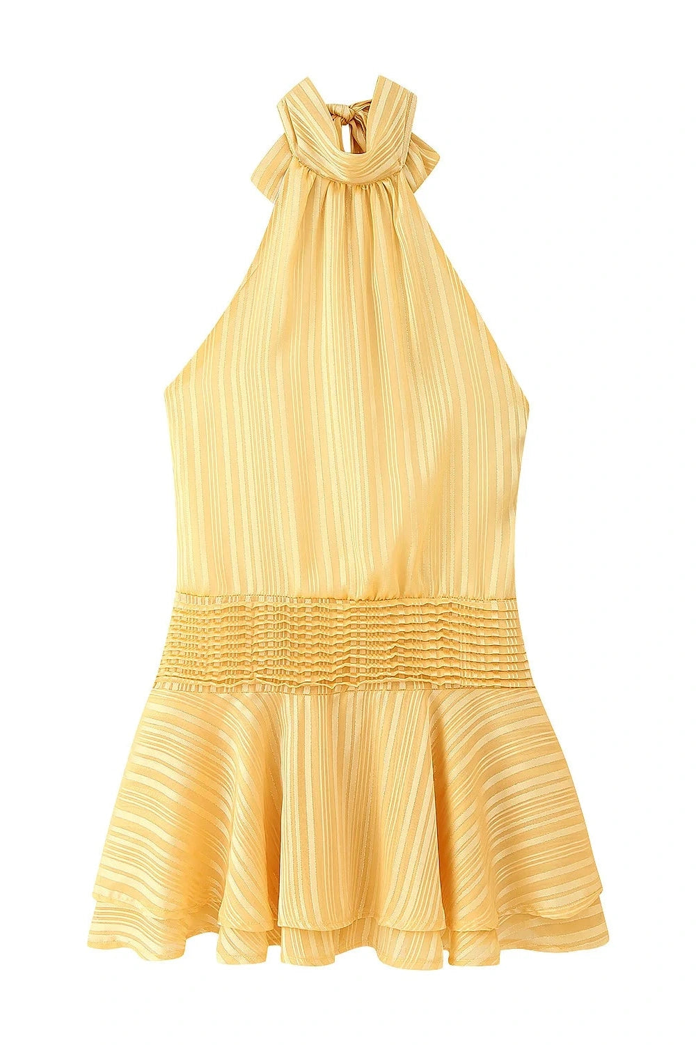Glorol - Elegant Pleated Backless Sleeveless High Waist Mini Dress