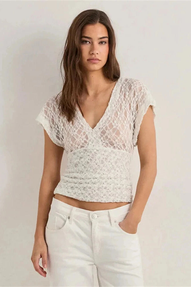 Glorol - Backless See-Through Sleeveless High Waist Top