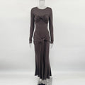 Glorol - Elegant Long Sleeve Bodycon Maxi Dress