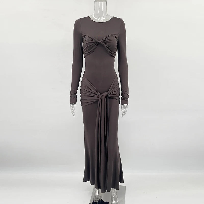 Glorol - Elegant Long Sleeve Bodycon Maxi Dress