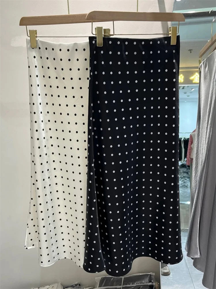 Glorol - High Waist Polka Dot Printed Skirt