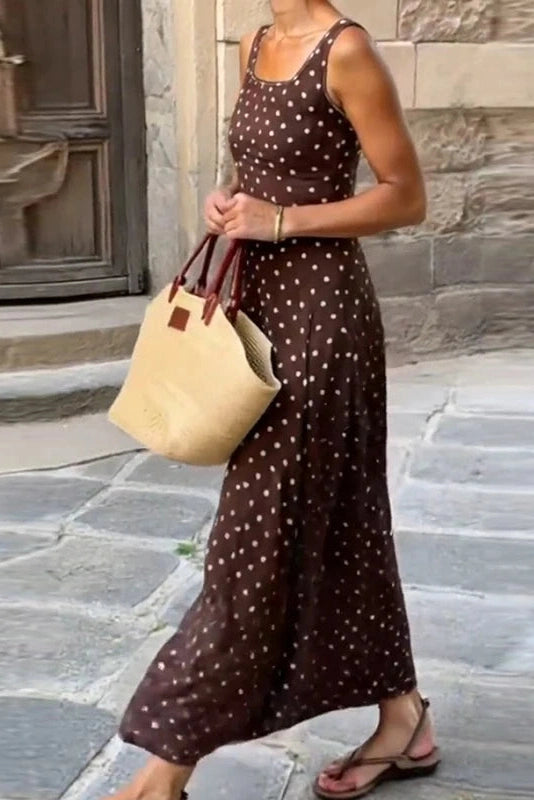 Glorol - Elegant U-Collar Sleeveless Slim Backless High Waist Maxi Dress