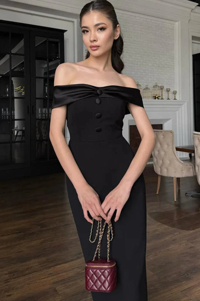 Glorol - Off-Shoulder Strapless Sleeveless Backless Bodycon Split Maxi Dress