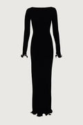 Glorol - Backless Knitted Flare Sleeve Bodycon Midi Dress