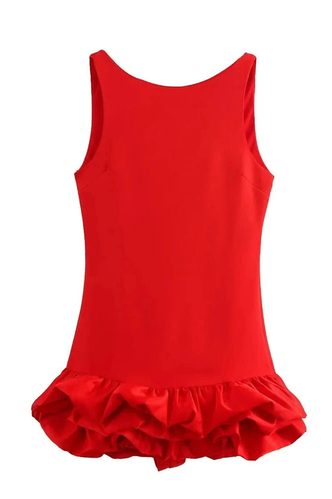 Glorol - Patchwork Sleeveless High Waist Backless Mini Dress