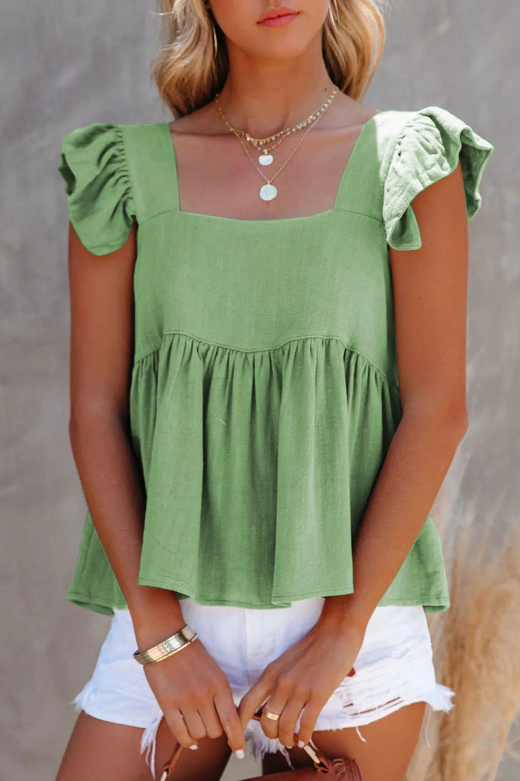 Glorol - Slim Square Neck Loose Sleeveless Top