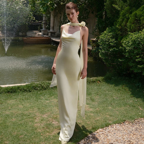 Glorol - Backless Spaghetti Strap Maxi Dress