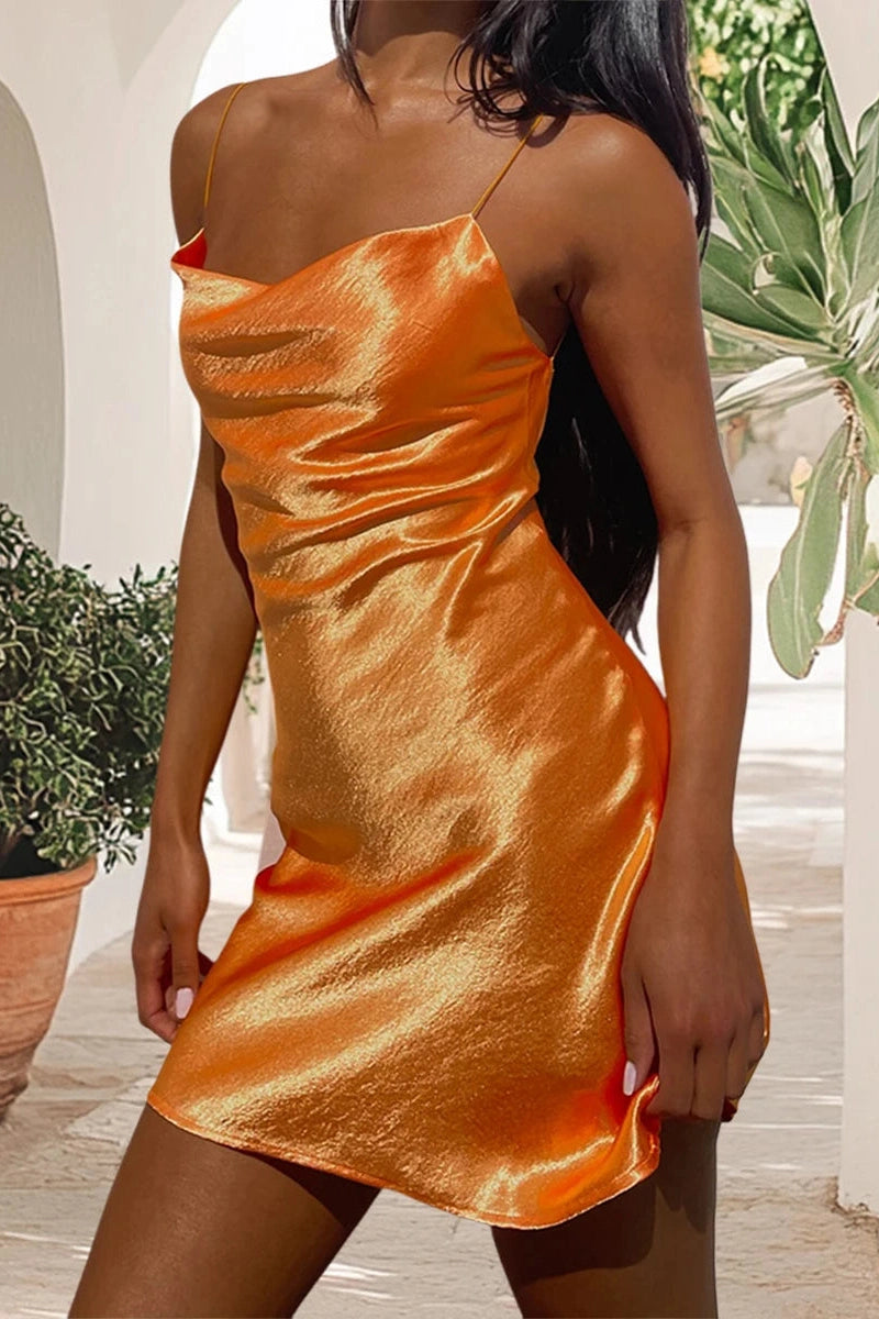 Glorol - Sleeveless Spaghetti Strap Mini Dress