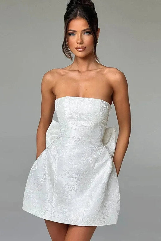 Glorol - Off-shoulder Strapless Sleeveless Backless Mini Dress