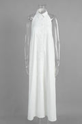 Glorol - Elegant Sleeveless Button Backless Maxi Dress