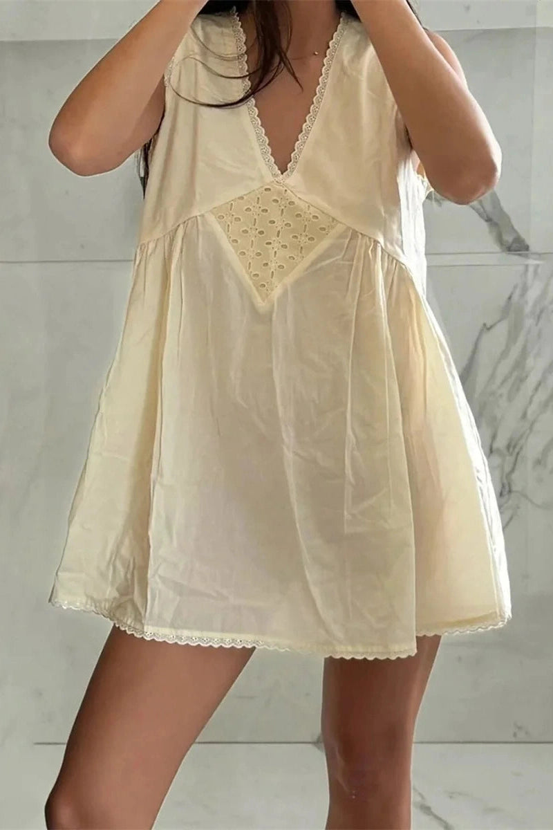 Glorol - Sleeveless Deep V-Neck Mini Dress
