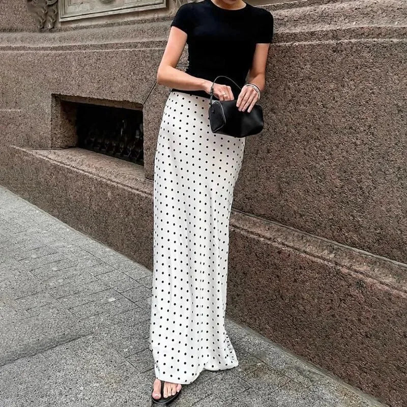 Glorol - High Waist Polka Dot Patchwork Skirt