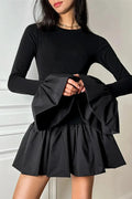 Glorol - Patchwork High Waist Slim Bodycon Mini Dress