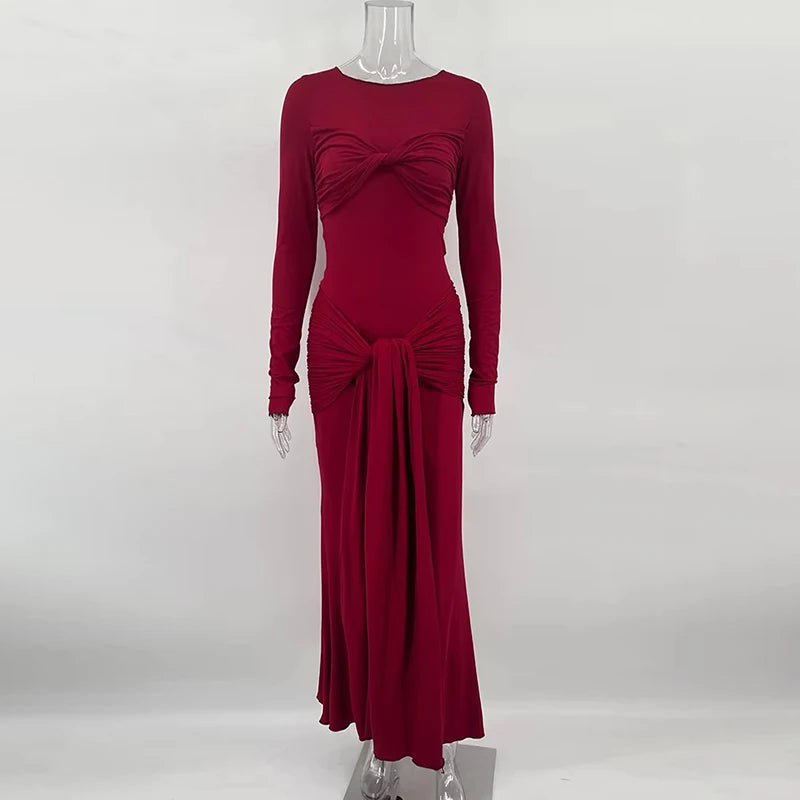 Glorol - Elegant Long Sleeve Bodycon Maxi Dress