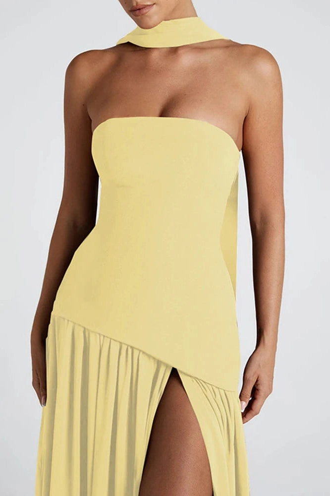 Glorol - Elegant Backless Strapless Bodycon Maxi Dress