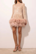 Glorol - Backless Long Sleeve Slim Mini Dress