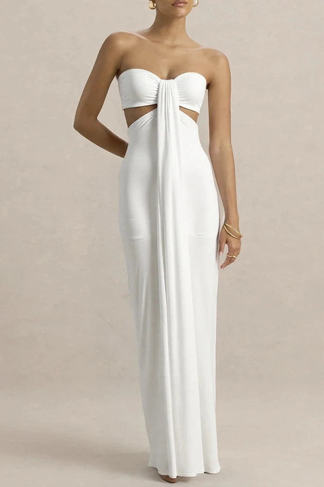 Glorol - Off-Shoulder Strapless Sleeveless Backless Bodycon Maxi Dress