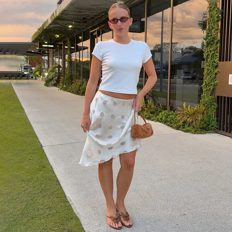 Glorol - Elegant High Waist Polka Dot Skirt