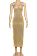 Glorol - Elegant Backless Slim V-Neck High Waist Maxi Dress